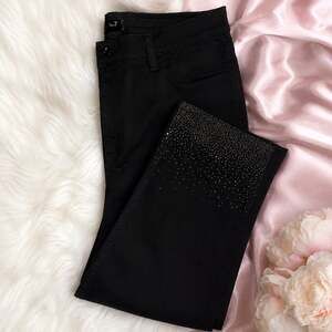NEW Jen7 By 7 For All Mankind Women's Plus Size 24 Black Sparkle Skinny Jeans